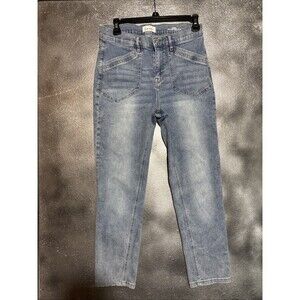 Nicole Miller New York Super High Rise Flare Jeans Light Wash Blue Denim Sz 10